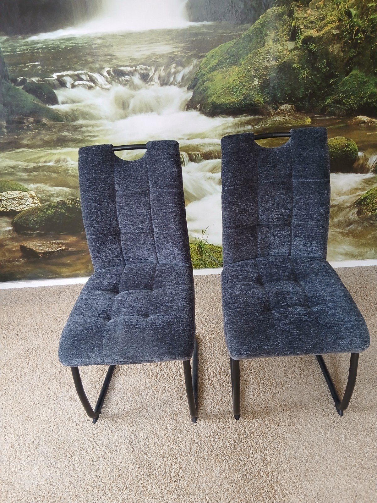 2 Nieuwe Blauw/Grijze Eetkamerstoelen, Ophalen, Twee, Blauw, Nieuw