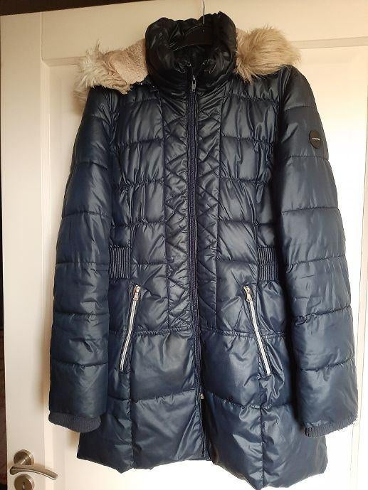 winterjas, met afneembare capuchon, Kleding | Dames, Jassen | Winter, Zo goed als nieuw, Maat 38/40 (M), Blauw, Ophalen of Verzenden