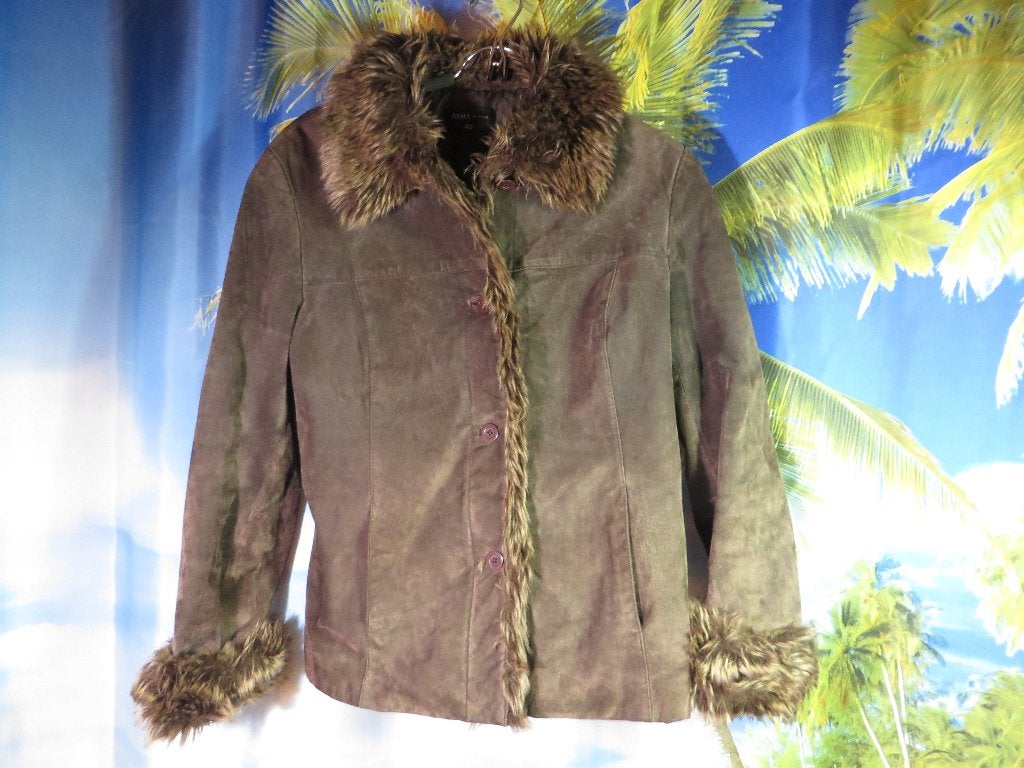 bruine suede tussen jas faux für mt 42 Arma Women, Bruin, Maat 42/44 (L), Gedragen, Overige merken
