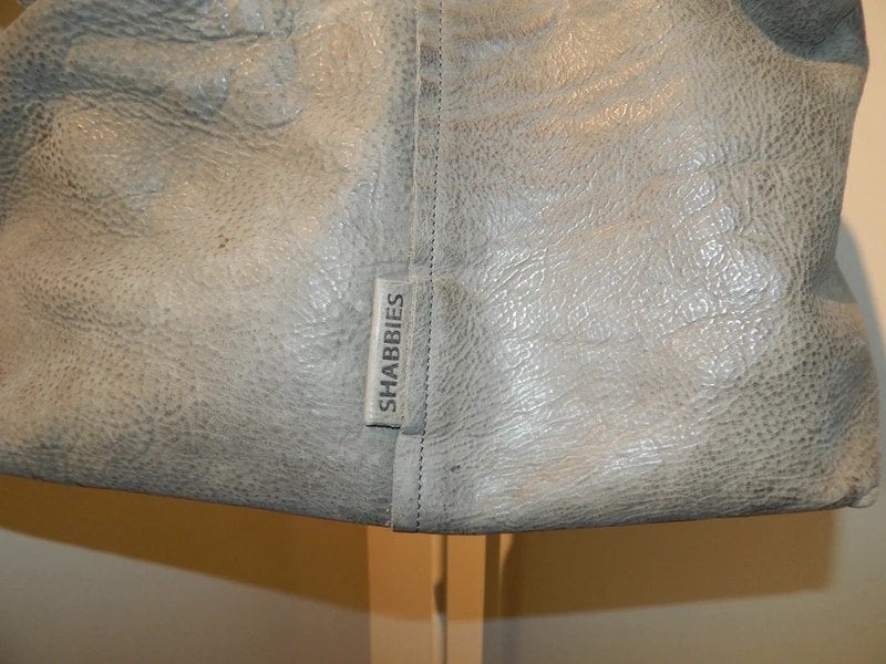 Shabbies leren ruime schouder tas merklabels band, Verzenden, Gebruikt, Grijs, Schoudertasje