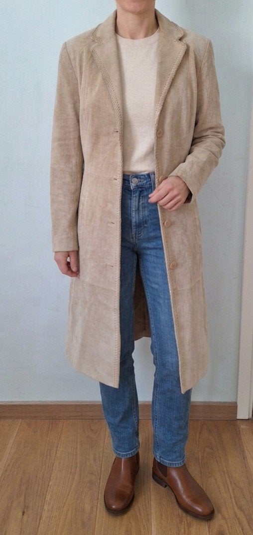 Vintage Y2K Suede Jas van Zara - Beige, Maat 38/40 (M), Ophalen of Verzenden, Zo goed als nieuw, Zara