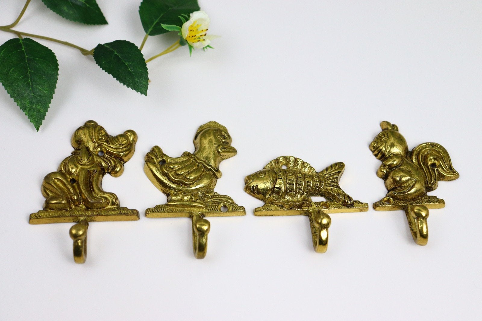 Vintage messing wandhaken dieren, Ophalen of Verzenden