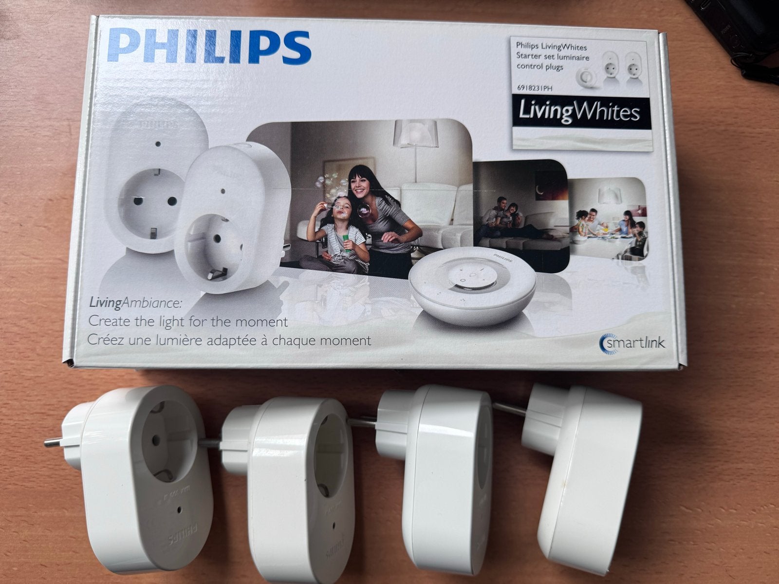 Philips Living Whites: 6 schakelbare/dimbare plugs + remote, Wit, Kunststof, Philips, Ophalen of Verzenden