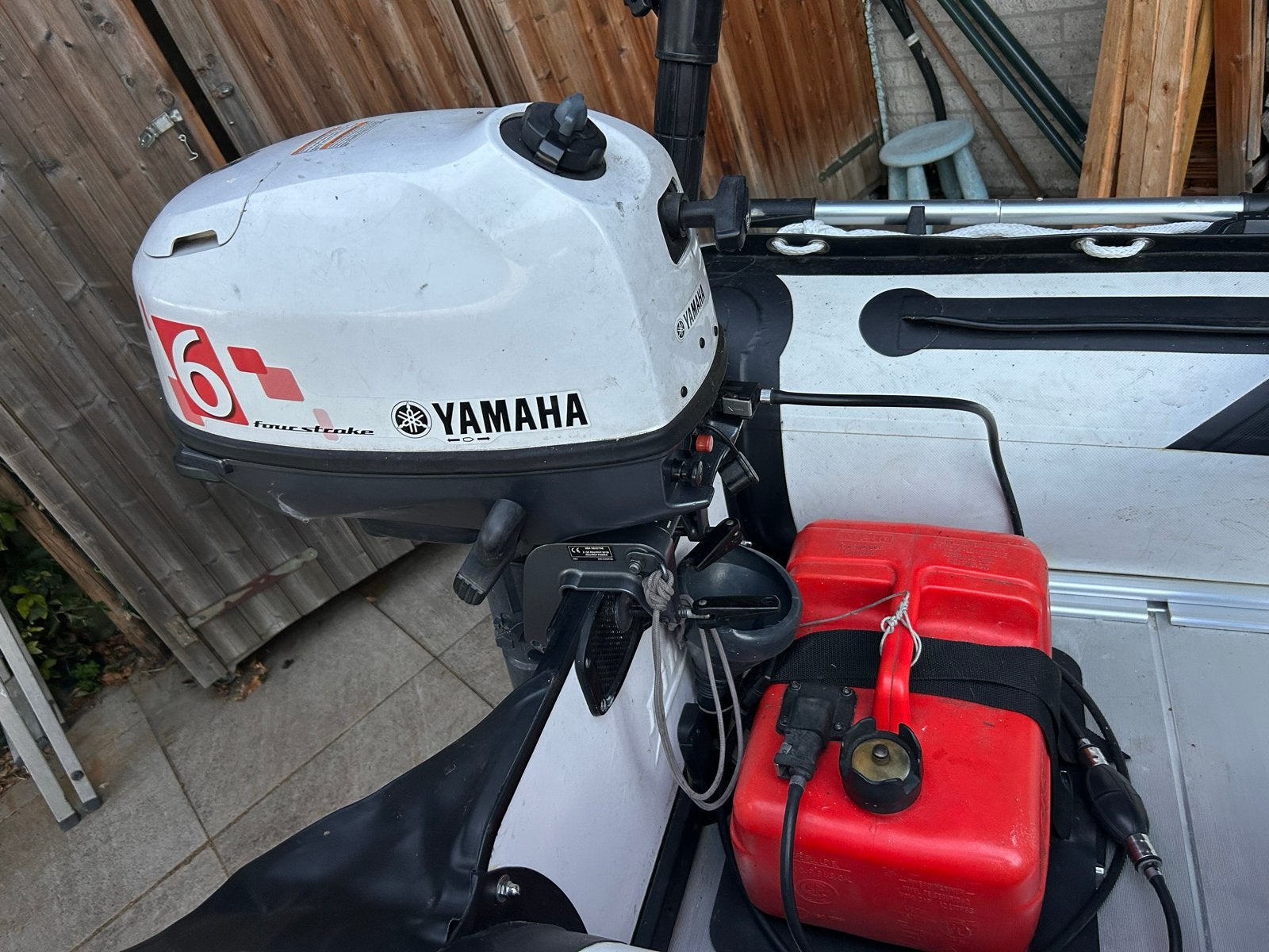 Yamaha 6pk, rubberboot en trailer, Watersport en Boten, Ophalen, Gebruikt, 5 tot 10 pk, Viertaktmotor
