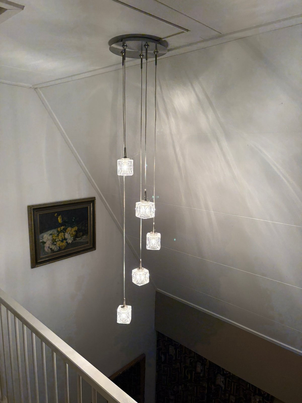 Mooie hanglamp kristalllook kroonluchter, Ophalen, Zo goed als nieuw, Glas, Modern en toch ook landelijk