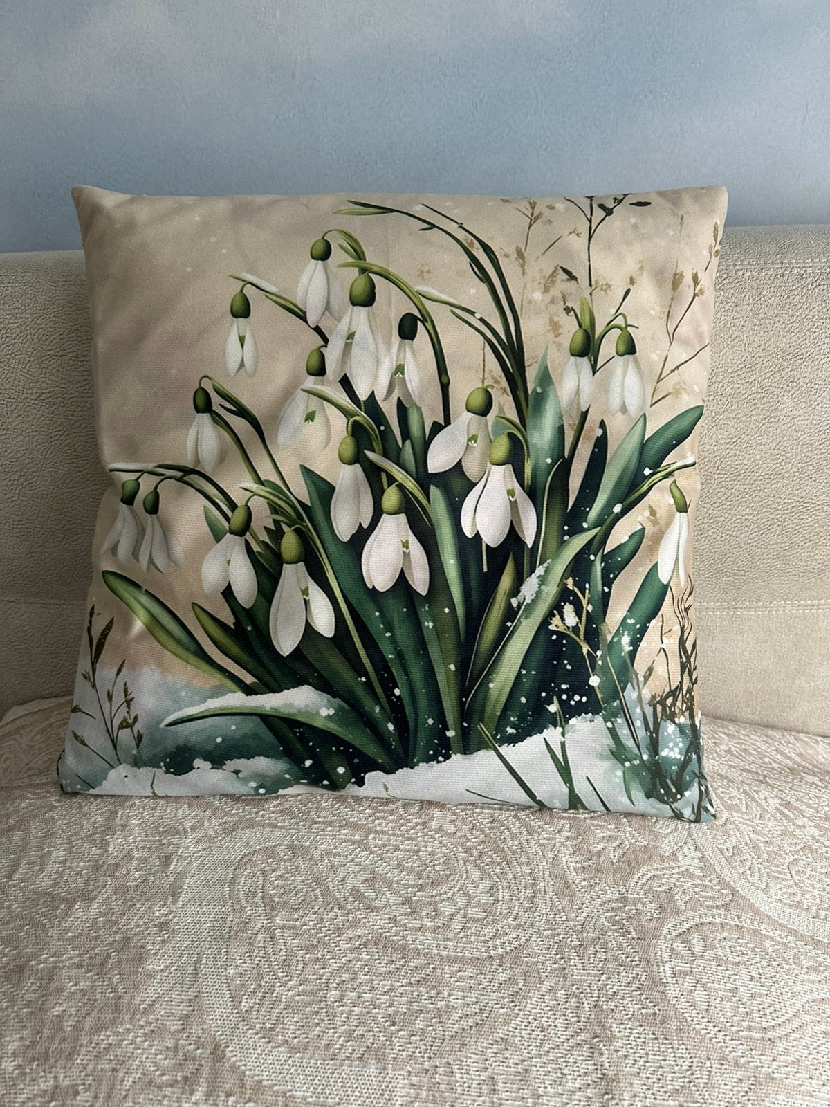 Mooie kussenhoezen “sneeuwklokjes 🥀, Overige kleuren, Nieuw, Vierkant, Kussenhoes