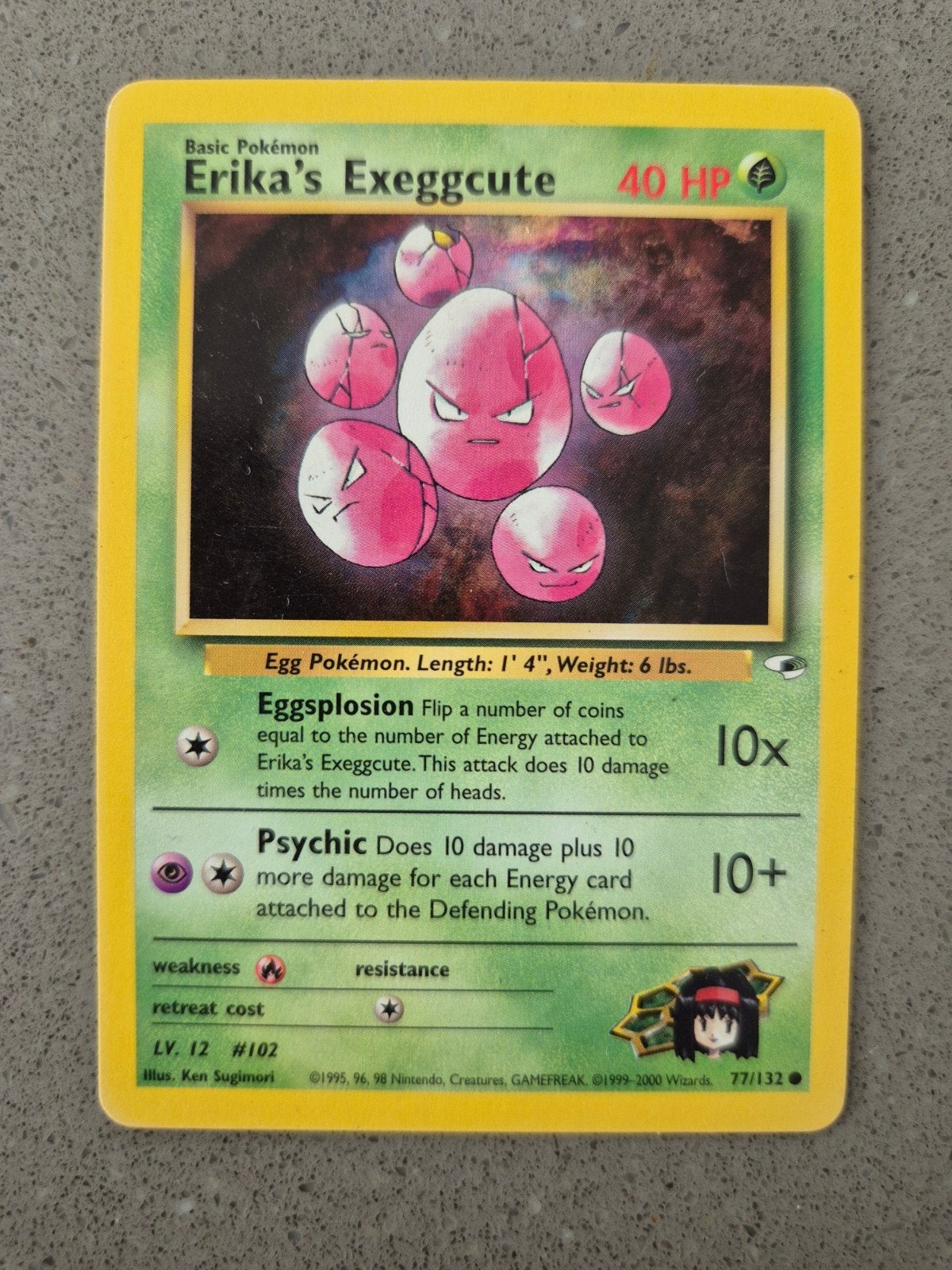Erika's Exeggcute Pokémon Kaart - Oude Generatie, Ophalen of Verzenden, Gebruikt, Losse kaart