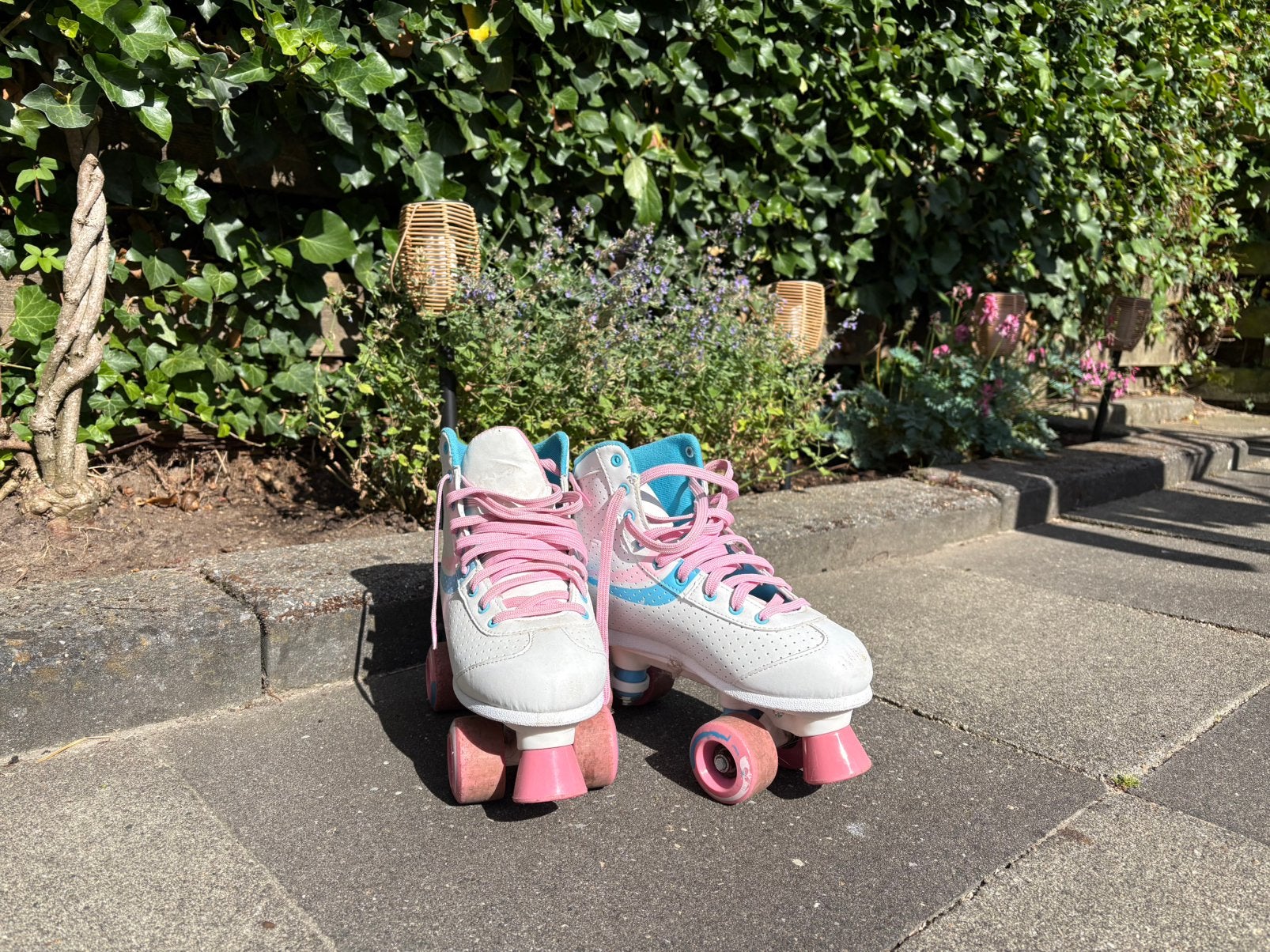 Retro rolschaatsen maat 38, wit-roze, Ophalen, Gebruikt, Kinderen