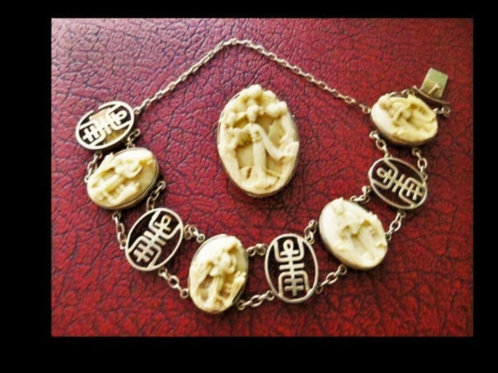 Bijzonder Zilveren/Verguld Chinese Armband en Broche Geisha!, Sieraden, Tassen en Uiterlijk, Antieke sieraden, Verzenden, Zilver