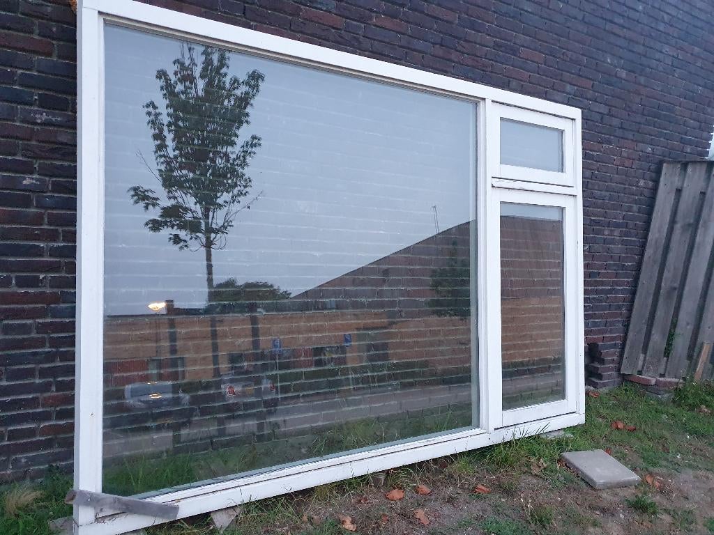 Raamkozijn Merbau hardhout, Ophalen, Gebruikt, 150 tot 225 cm, Inclusief glas