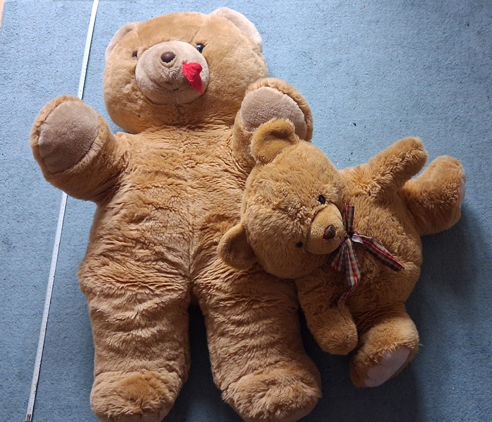 2 grote teddy beren 95 cm en 50 cm, Ophalen, Gebruikt, Beer, Bruin