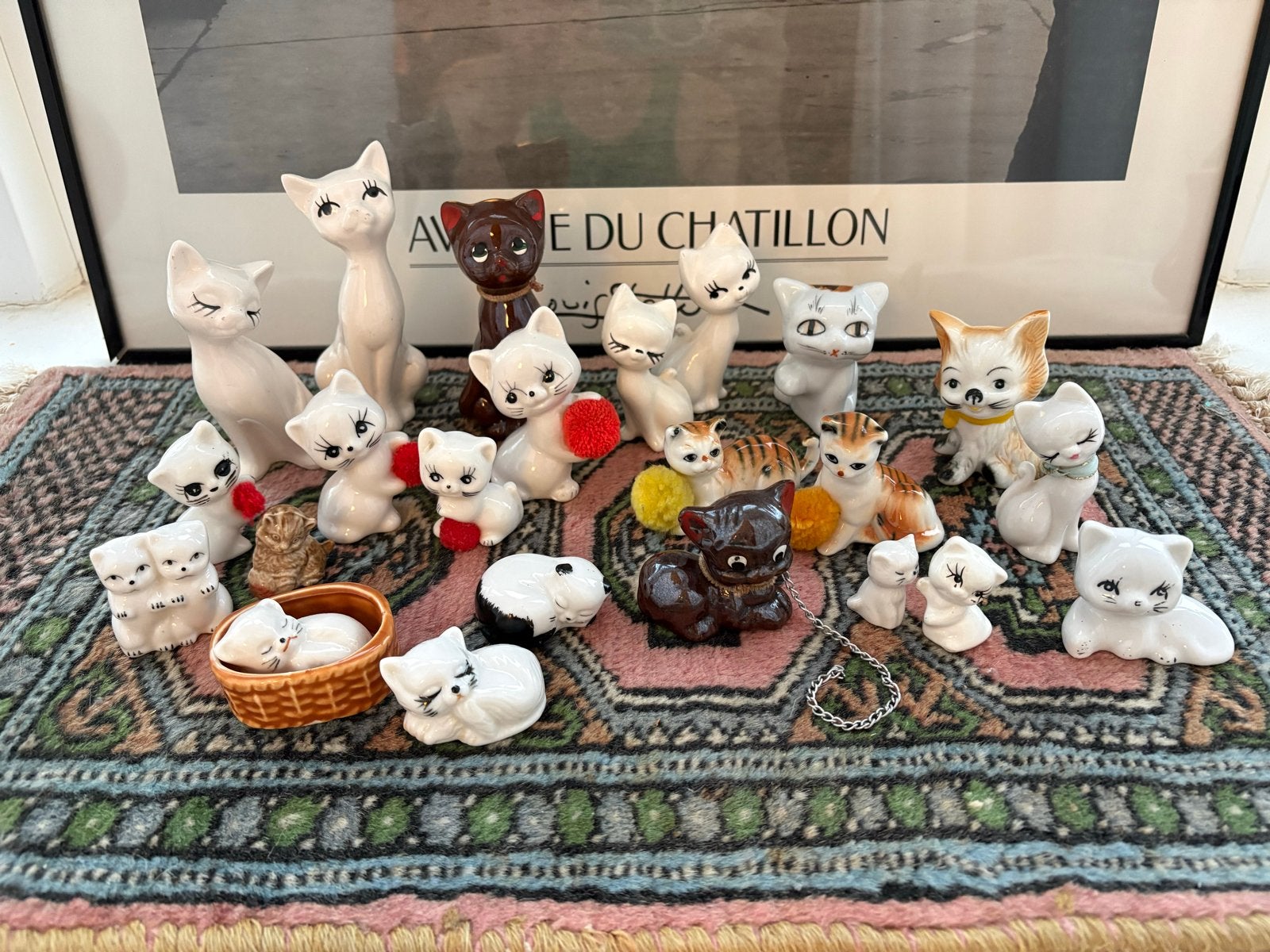 Verzameling van 20 Vintage Kattenbeeldjes, Verzamelen, Ophalen, Zo goed als nieuw, Hond of Kat, Beeldje of Figuurtje