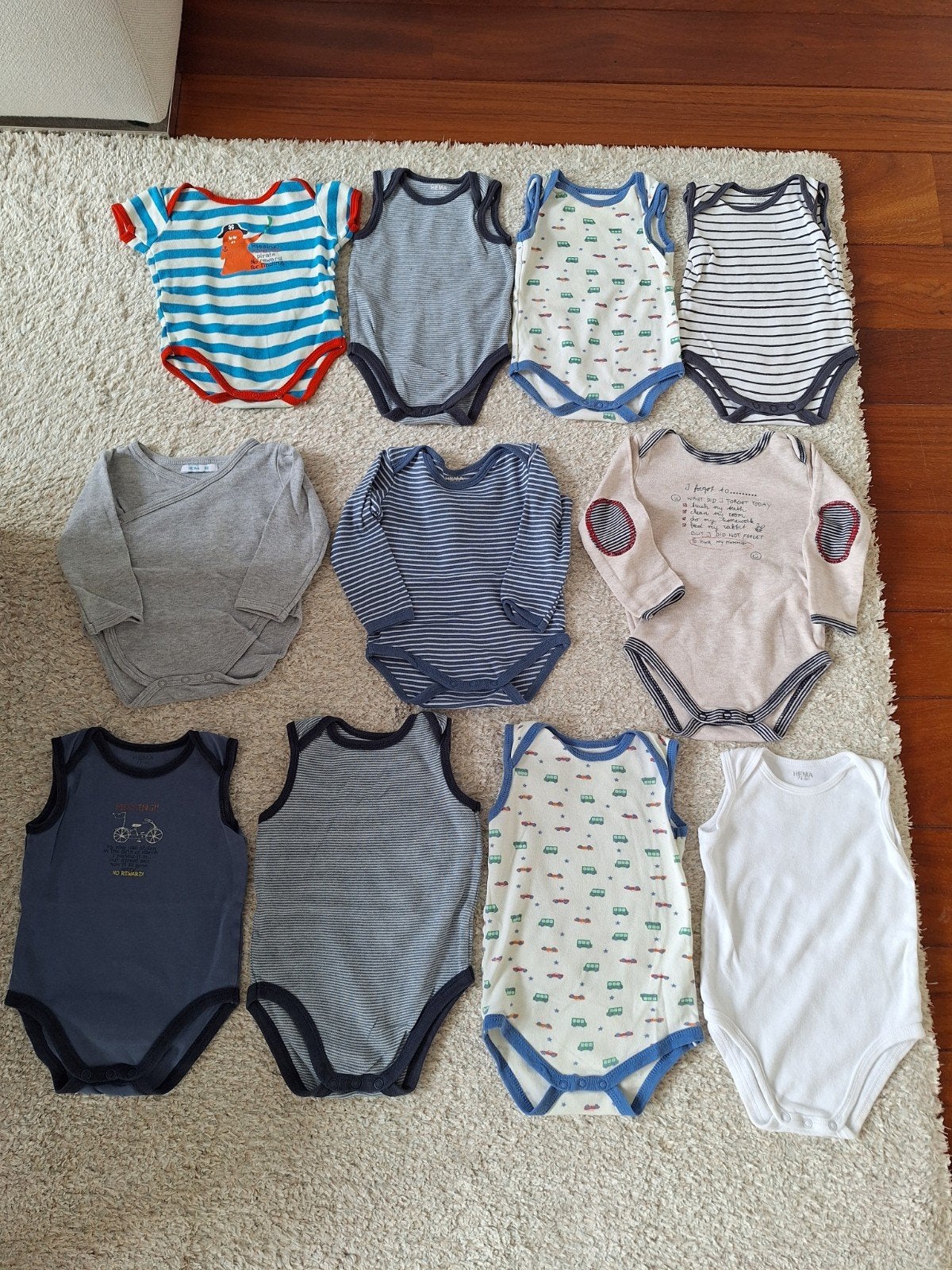Rompers 62-68 en 74-80 jongen Hema 11 stuks, Ophalen of Verzenden, Zo goed als nieuw