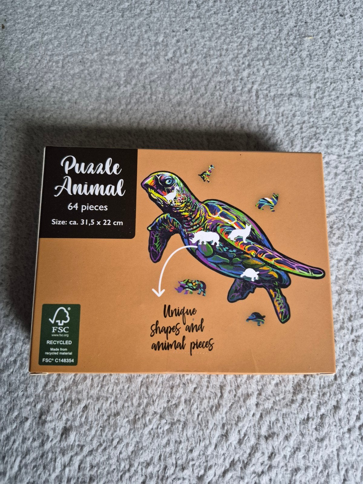 Puzzel Animal Schildpad 64 Stukjes - Unieke Vormen, Ophalen of Verzenden, Meer dan 50 stukjes, Nieuw, 6 jaar of ouder