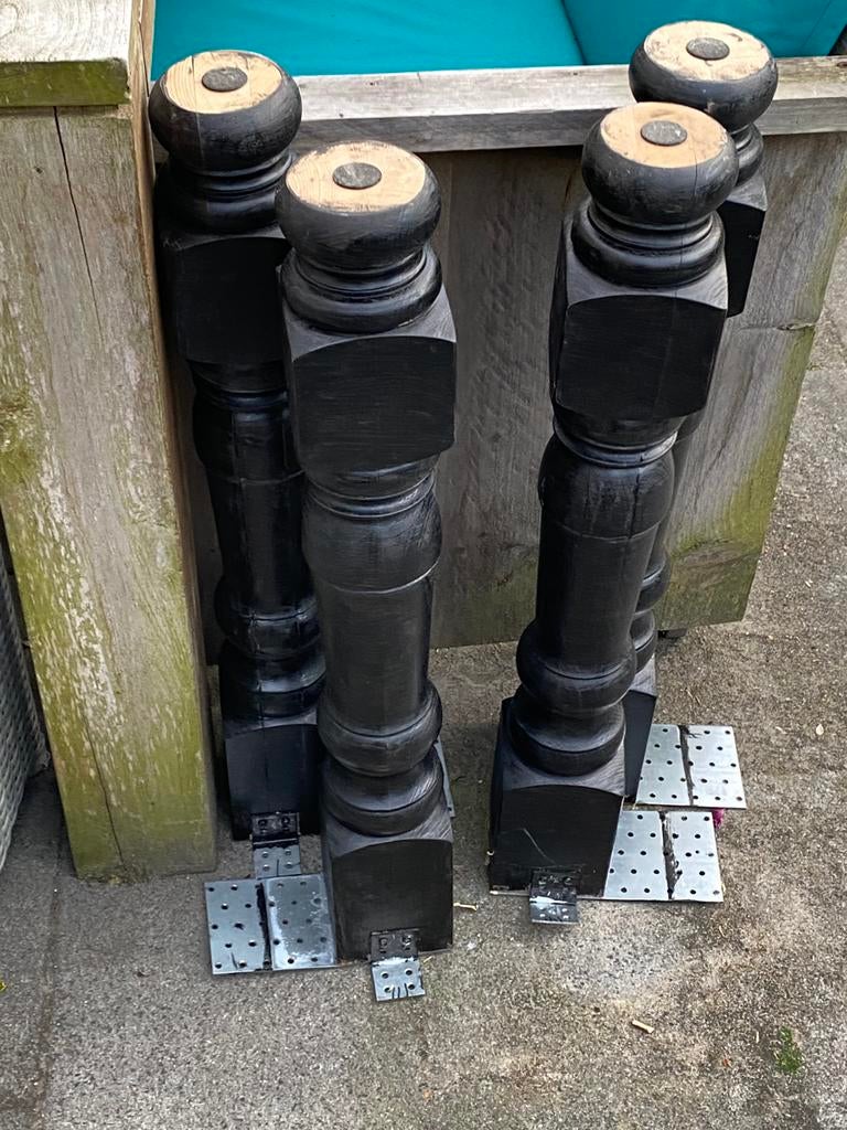 Tafelpoten van hout, Ophalen, Gebruikt, Rond, 50 tot 100 cm