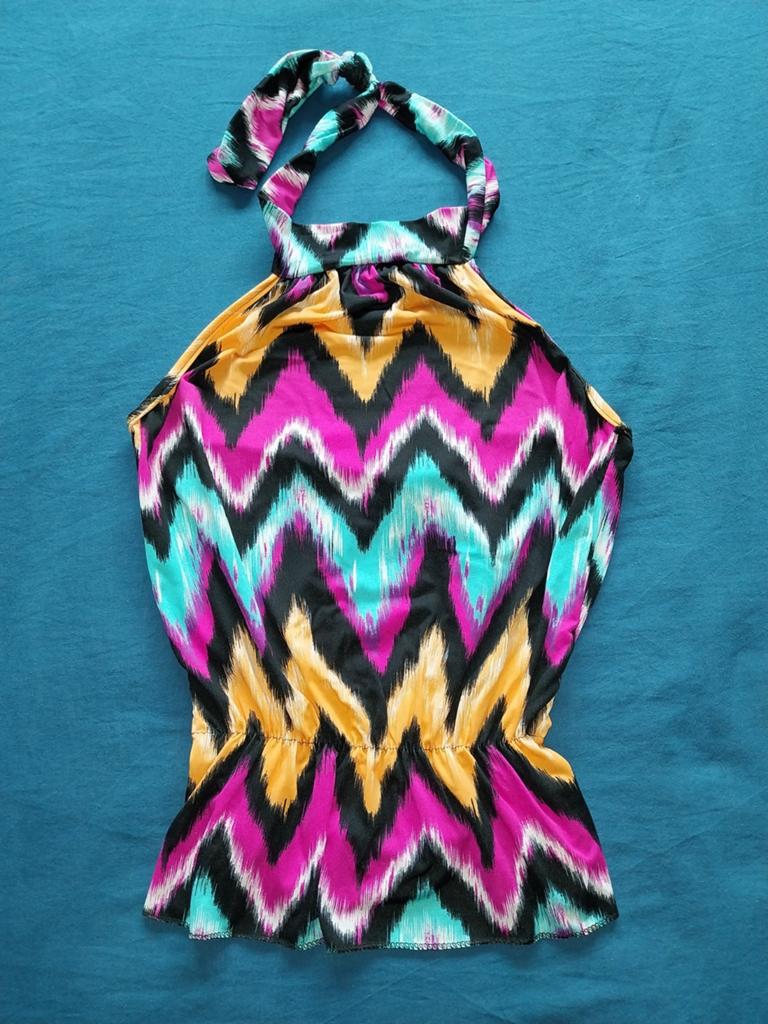 Gekleurde zomertop haltertop shirtje dames, Ophalen of Verzenden, Zo goed als nieuw, Zonder mouw