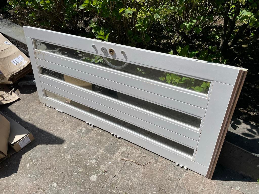 Hardhouten voordeur 212x93cm met glas, Ophalen, Gebruikt, 80 tot 100 cm, Buitendeur