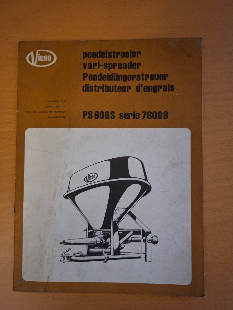 Onderdelenboek Vicon Pendelstrooier PS 600S series 76008, Ophalen of Verzenden, Gelezen, Tractor en Landbouw