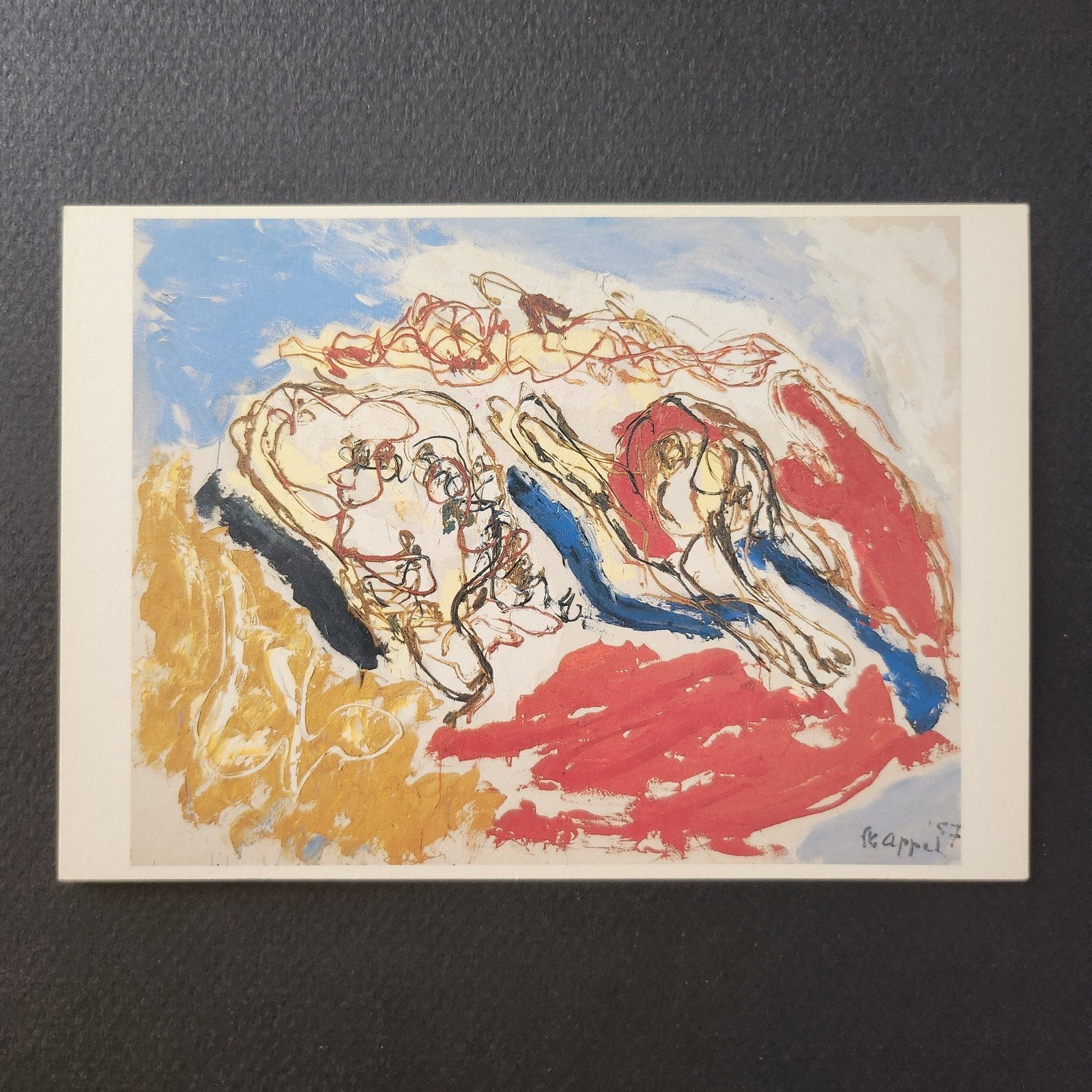 A1 Kunstkaart Karel Appel - Strandleven (1957), Verzenden, 1980 tot heden, Ongelopen, Cultuur en Media