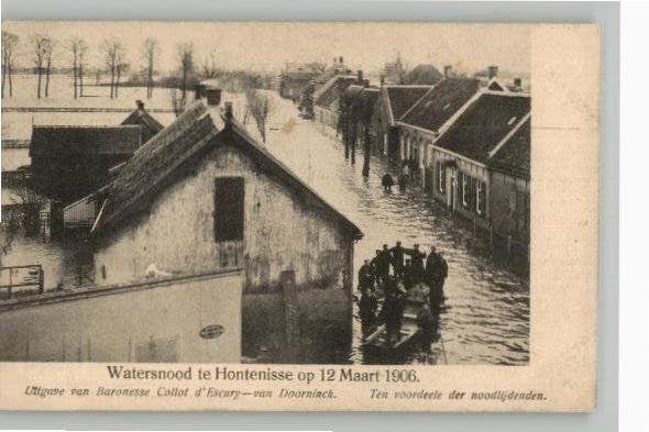 Watersnood Hontenisse 1906 - Zeldzame Oude Briefkaart, Verzamelen, Ansichtkaarten | Nederland, Ophalen of Verzenden, Voor 1920