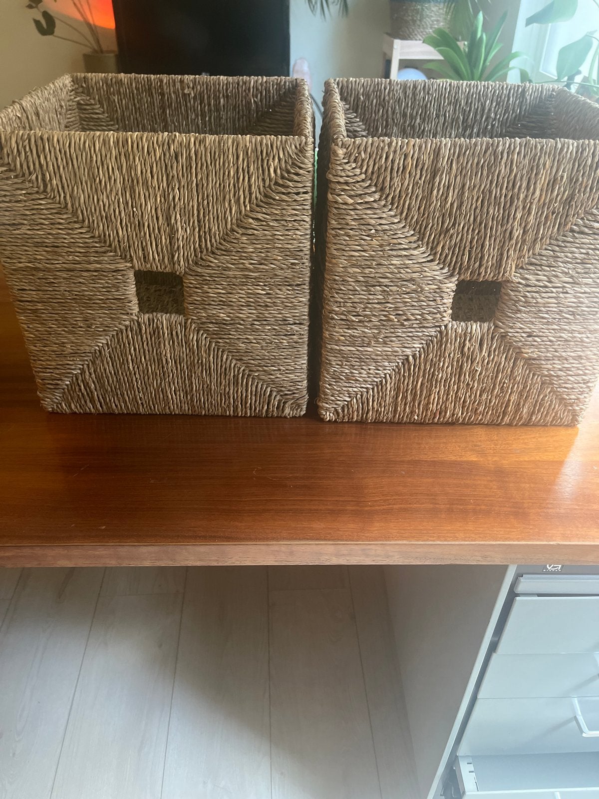 Twee rieten Kallax inzetstukken, Ophalen, Gebruikt, Gevlochten, Mand