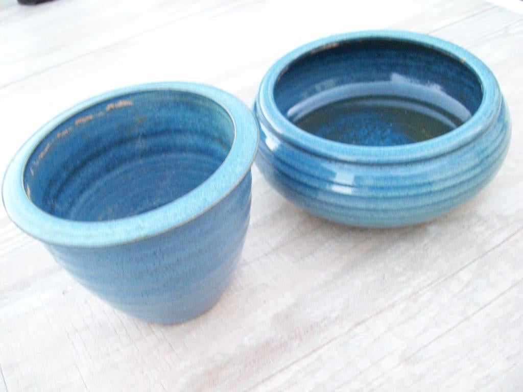Blauwe  potten, Rond, Ophalen of Verzenden, Zo goed als nieuw, Aardewerk