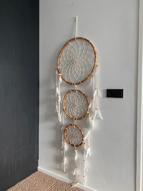 Handgemaakte Ibiza Dromenvanger Set - Boho Decoratie, Boho, Nieuw, Ophalen of Verzenden, Natuurlijk materiaal