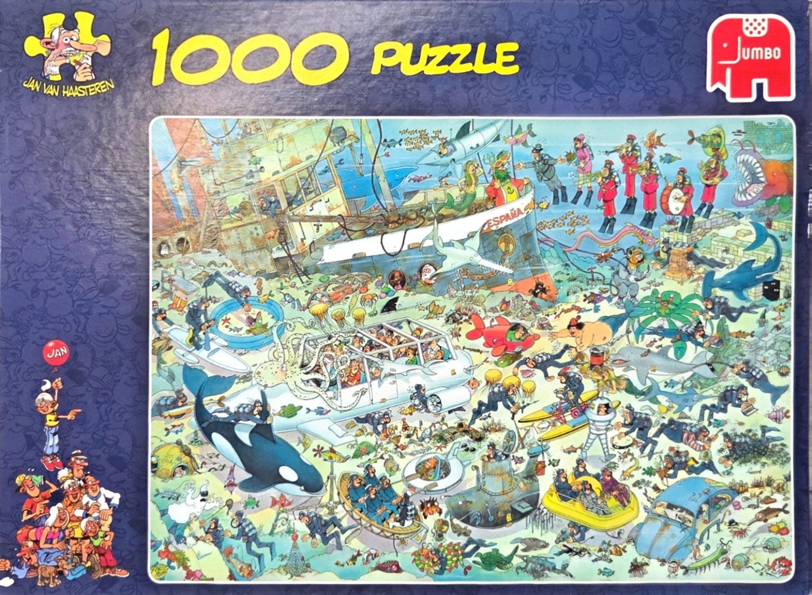 Jan van Haasteren 1000 stukjes puzzel - Onderwaterwereld, Hobby en Vrije tijd, Ophalen, 500 t/m 1500 stukjes, Zo goed als nieuw
