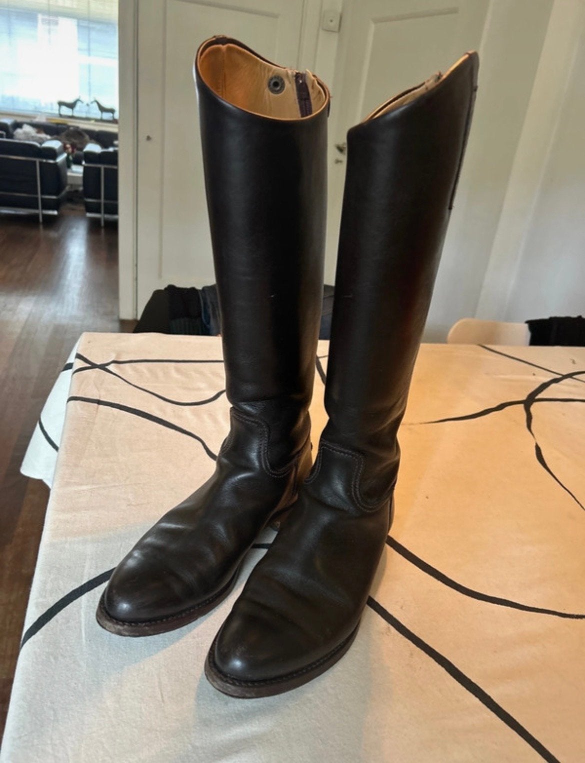 Erny van Reijmersdal. Bruin leren laarzen paardrijstijl. 39, Verzenden, Zo goed als nieuw, Dressuur