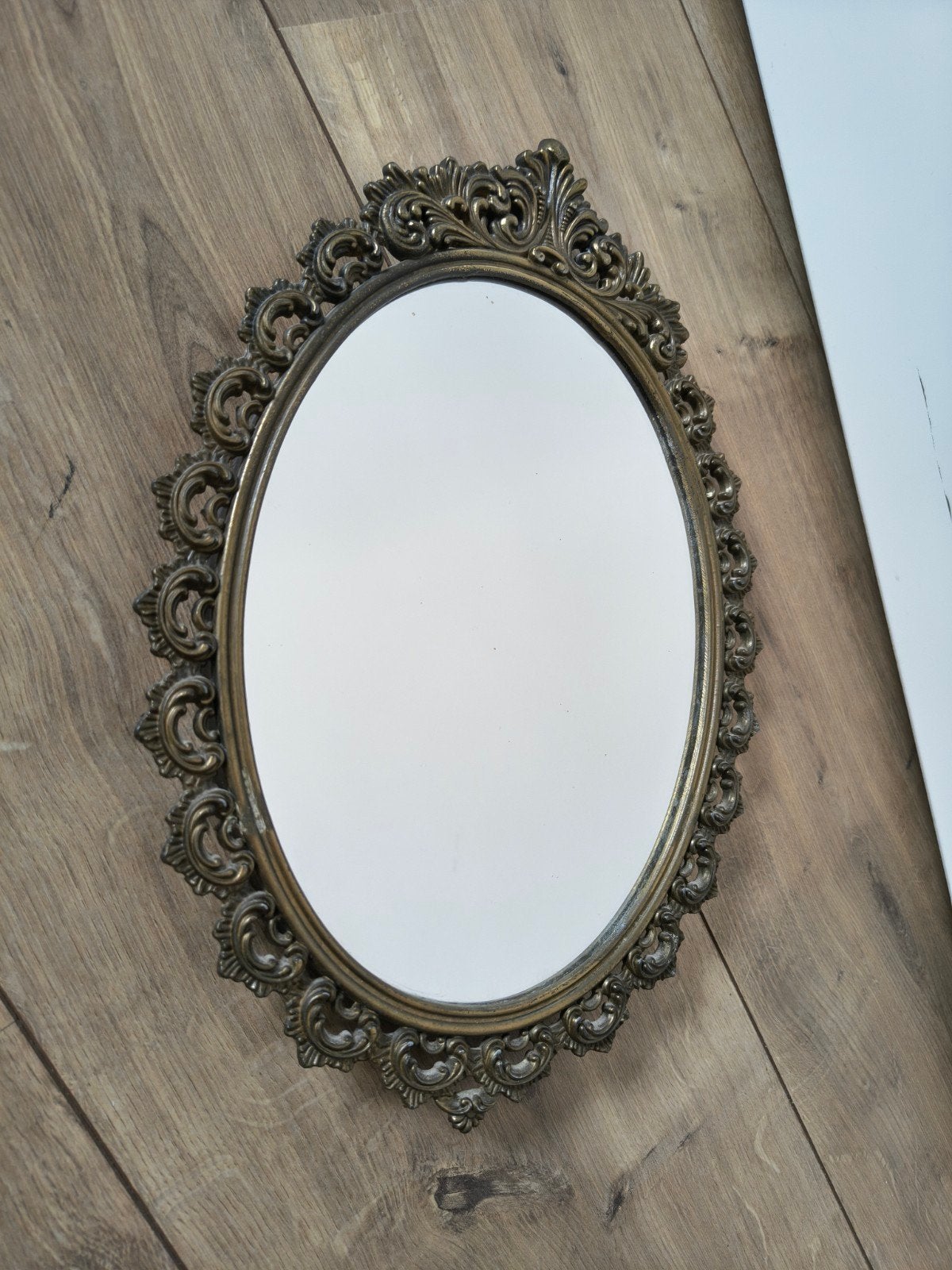 Vintage Italiaanse barok wandspiegel – Made in Italy – 32 cm, Antiek en Kunst, Antiek | Spiegels, Ophalen of Verzenden, Ovaal