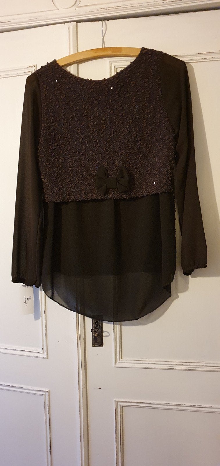 chocoladebruine tuniekje/blouse met lange mouwen en paillett, Kleding | Dames, Maat 38/40 (M), Bruin, Nieuw, Lange mouw
