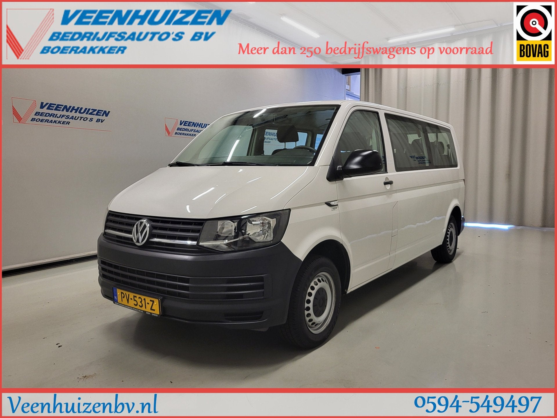 Volkswagen Transporter Kombi 2.0TSI L2/H1 9-Personenbus!, Auto's, Voorwielaandrijving, Gebruikt, 2500 kg, Wit
