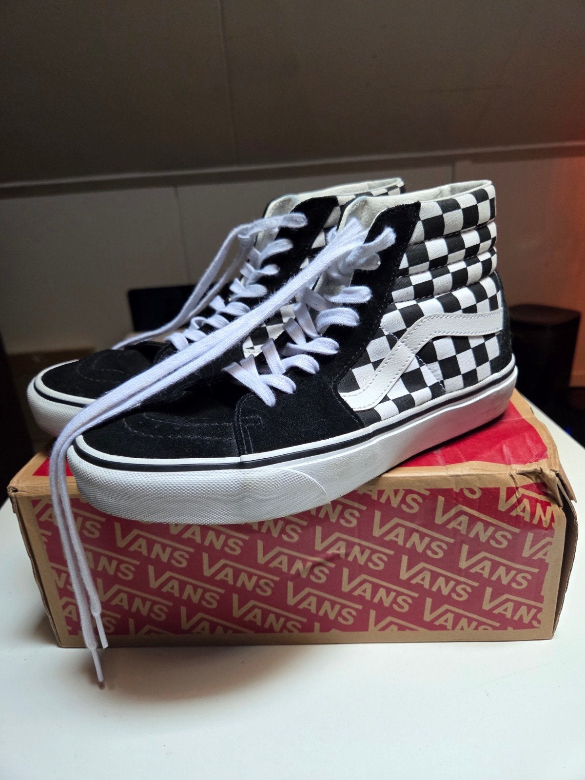 Vans Sk8-Hi Checkerboard maat 40 - Zo goed als nieuw, Ophalen, Zo goed als nieuw, Zwart