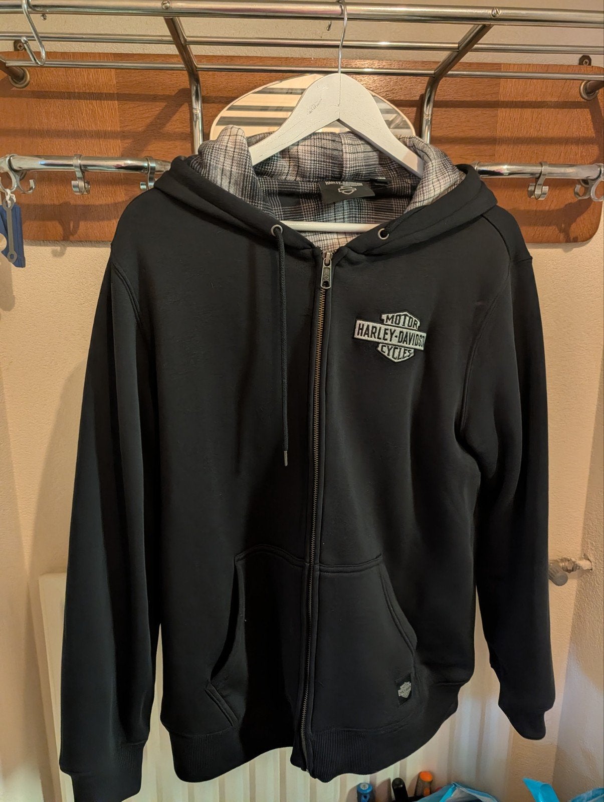 Harley-Davidson vest met capuchon - Maat M, Ophalen, Maat 48/50 (M), Zwart, Gedragen