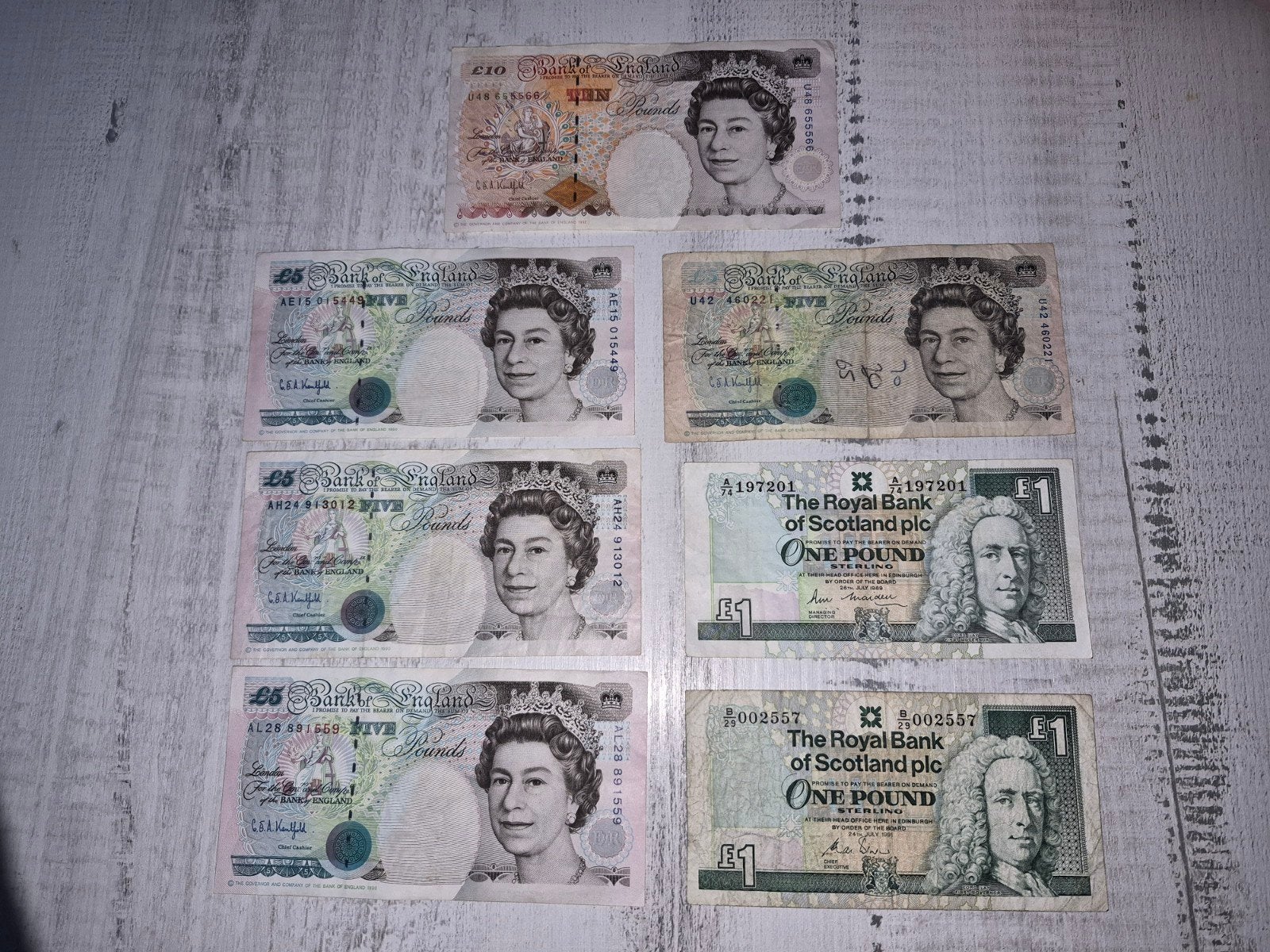 Britse bankbiljetten 7 stuks, Ophalen of Verzenden, Overige landen