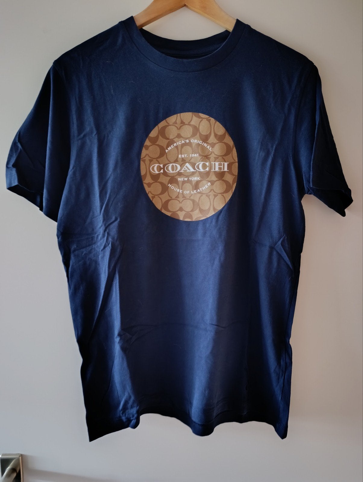Coach T-shirt Maat S - Donkerblauw met logo, Blauw, Ophalen of Verzenden, Zo goed als nieuw, Maat 46 (S) of kleiner