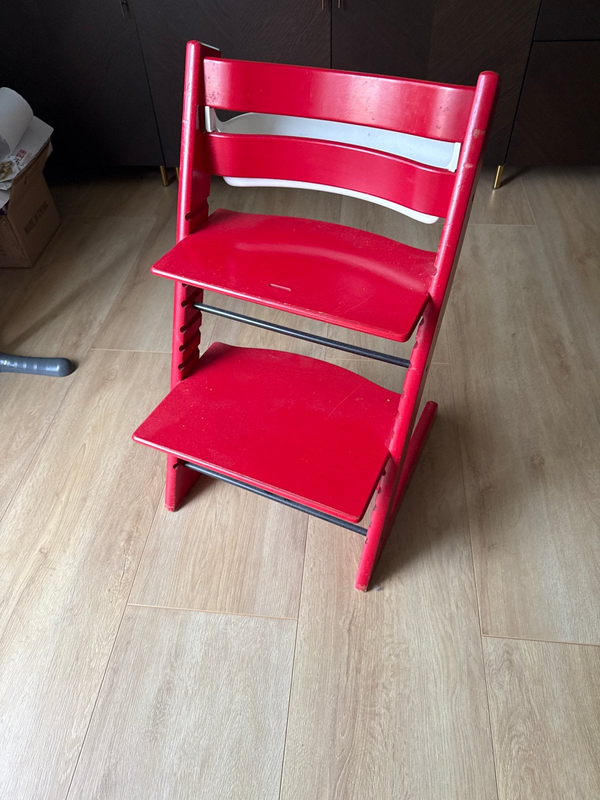Stokke Tripp Trapp kinderstoel met opbergbakje, Ophalen, Gebruikt, Meegroeistoel, Aanschuifbaar