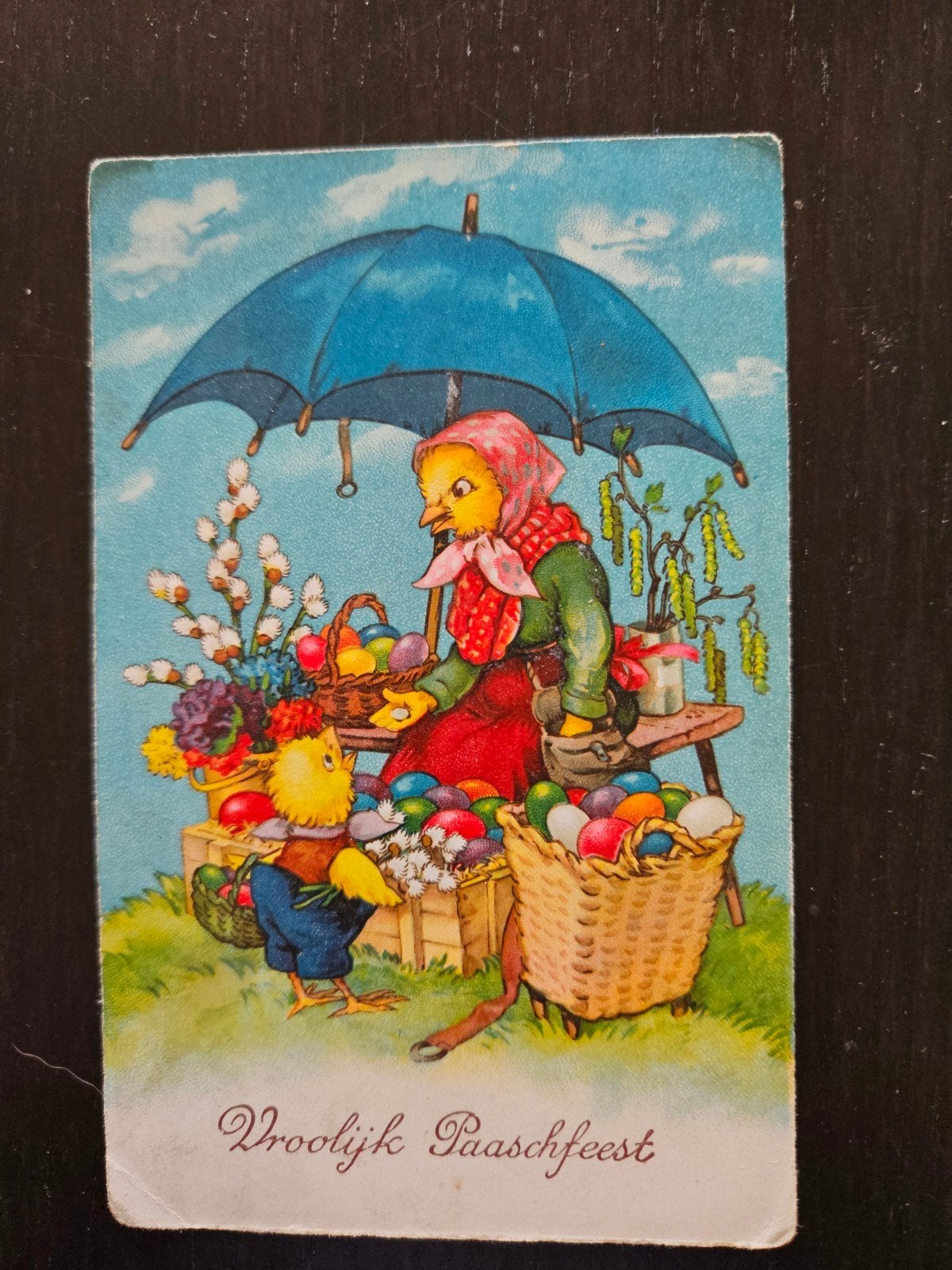 Oude ansichtkaart, ca. 1939, Vroolijk  Paaschfeest, Ophalen of Verzenden, 1920 tot 1940, Gelopen, Feest(dag)