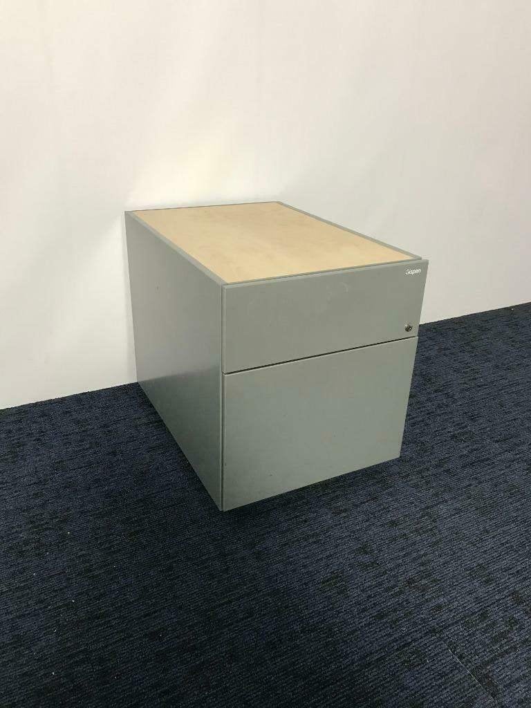 1 x Gispen ladeblok, aluminium, 2 lades, Ophalen, Minder dan 50 cm, Gebruikt, 3 of 4 laden