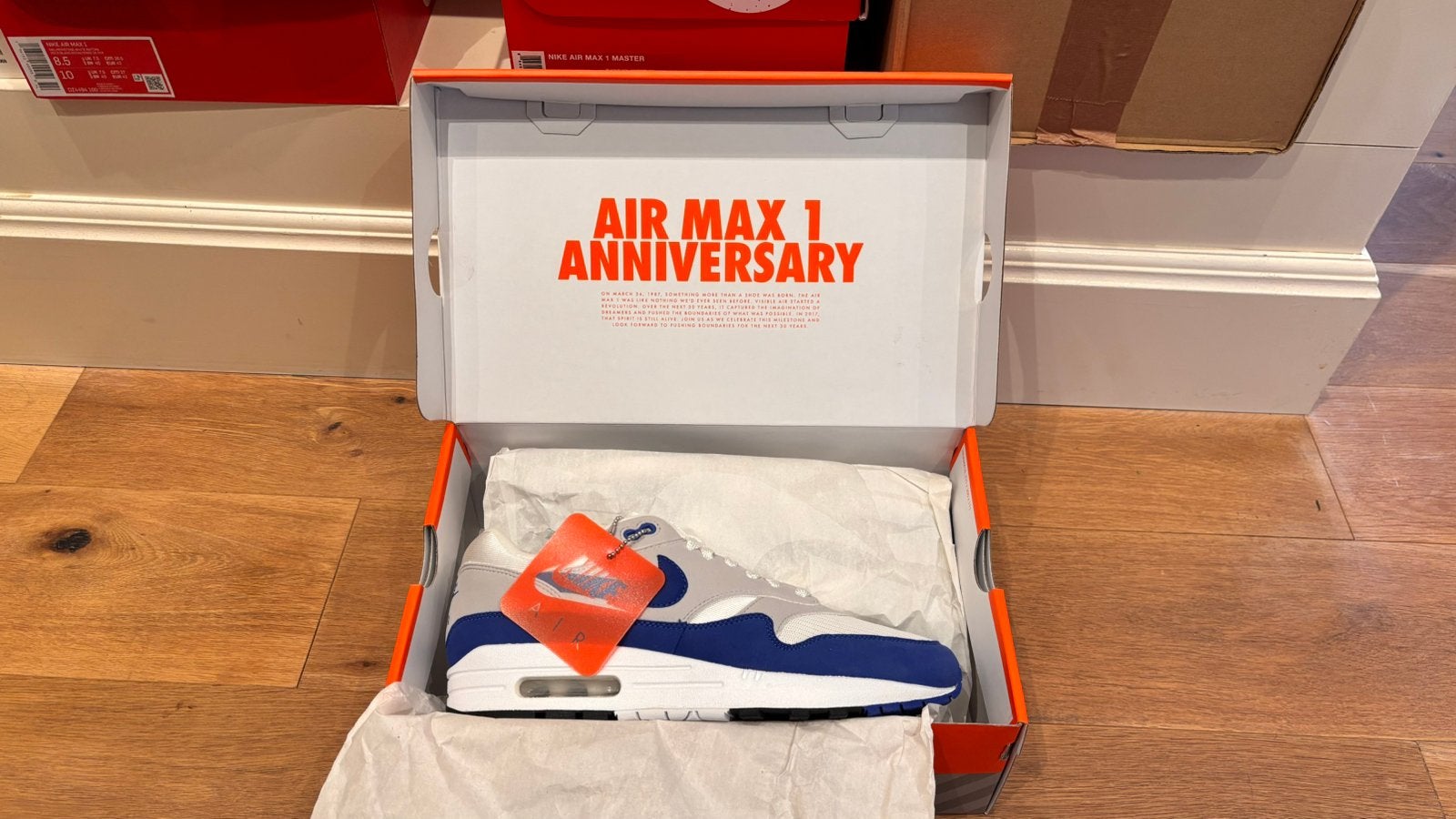 Air Max 1 Anniversary  Royal Blue size 8,5/42, Ophalen of Verzenden, Zo goed als nieuw, Blauw