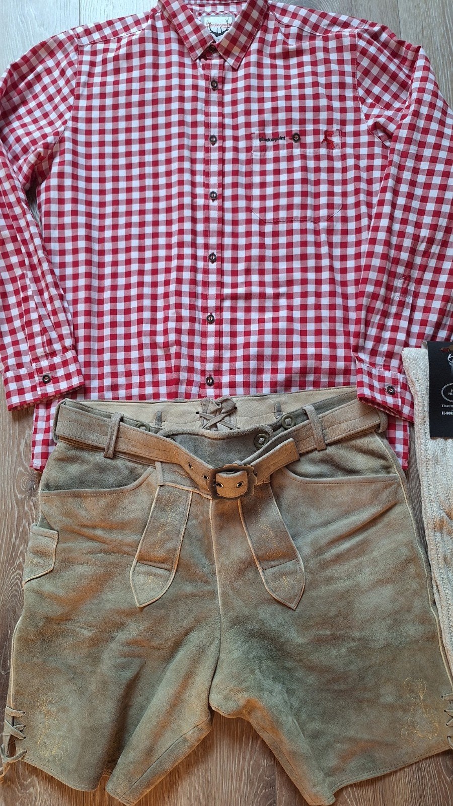 Lederhose L overhemd trachten kousen oktoberfeest, Kleding | Heren, Ophalen of Verzenden, Gedragen, Maat 46 (S) of kleiner, Distler