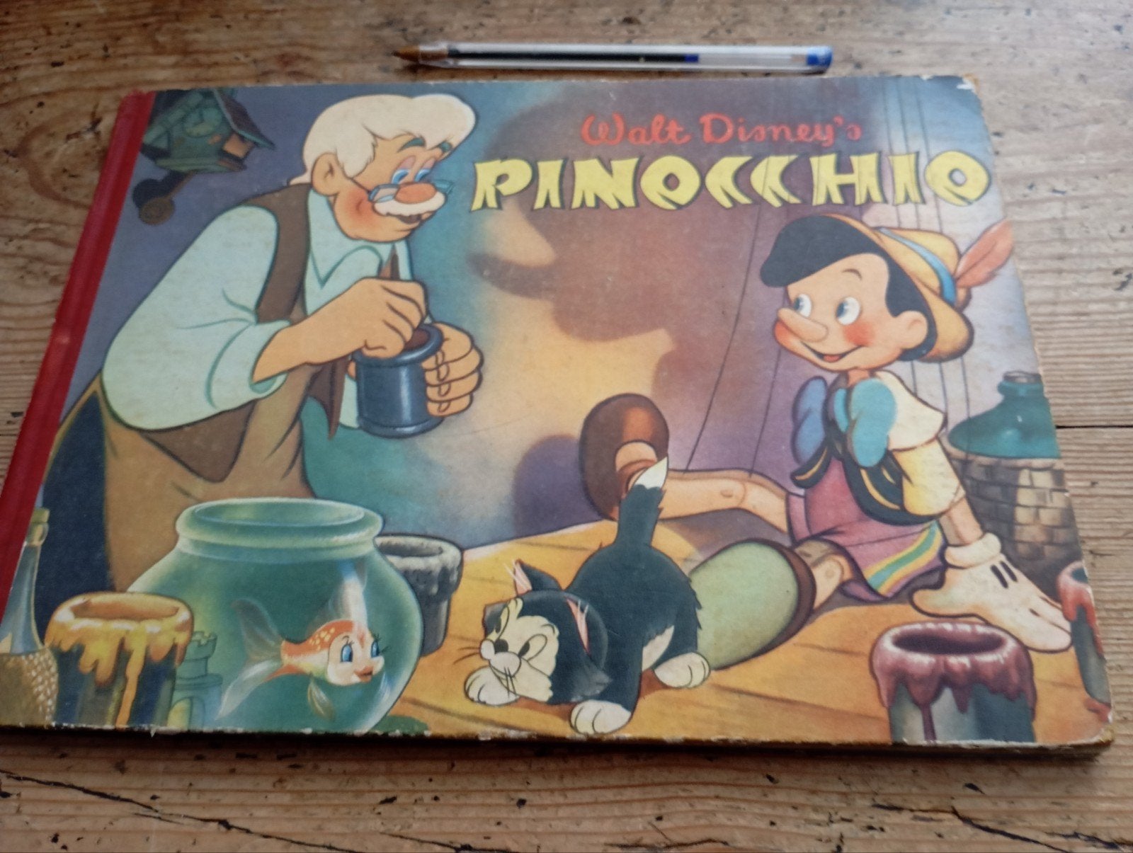 vintage Pinocchio Walt Disney plaatjes album, Ophalen of Verzenden, Gelezen