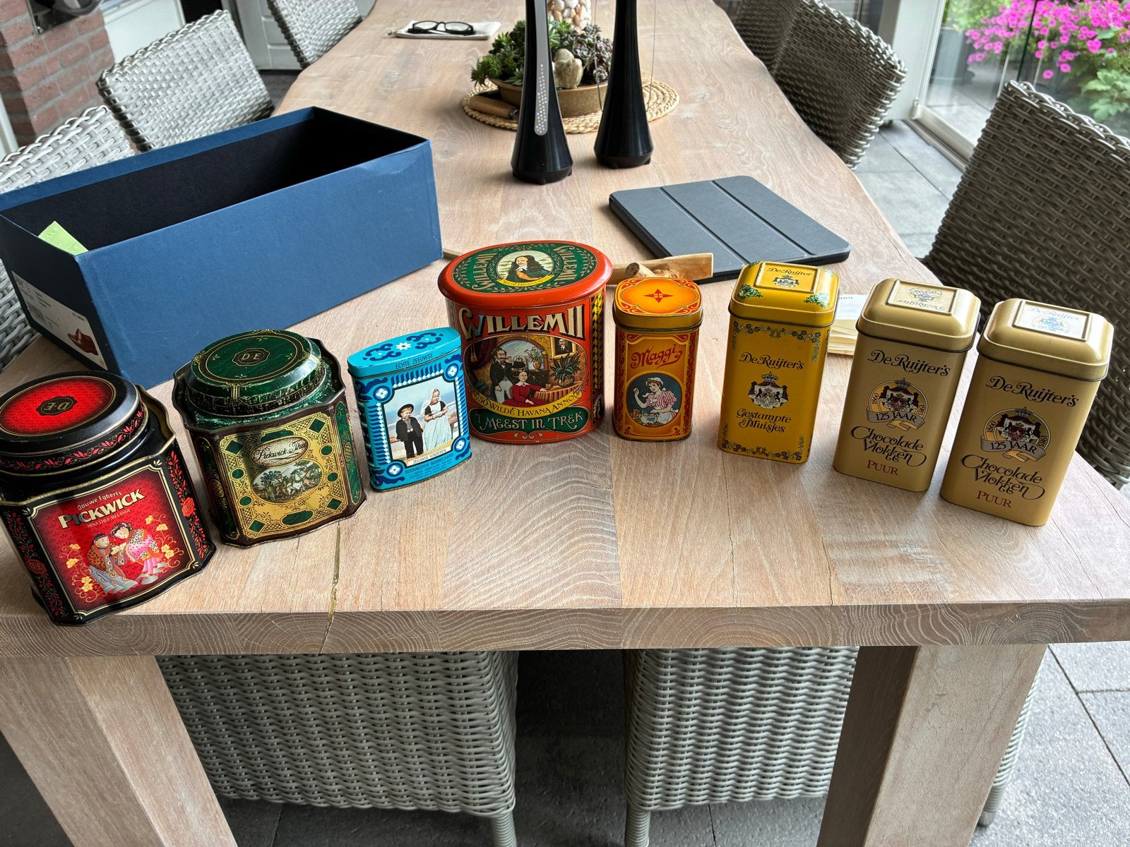 Vintage blikken voorraadpotten - diverse merken en maten, Verzamelen, Ophalen of Verzenden, Gebruikt, Thee, Pickwick