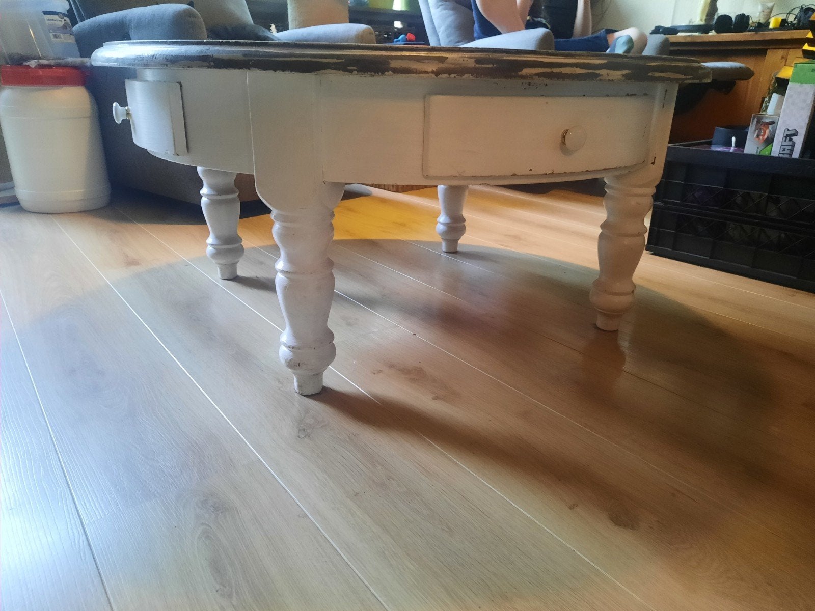 Ronde salontafel, Huis en Inrichting, Tafels | Salontafels, Ophalen, Gebruikt, 100 tot 150 cm, Rond