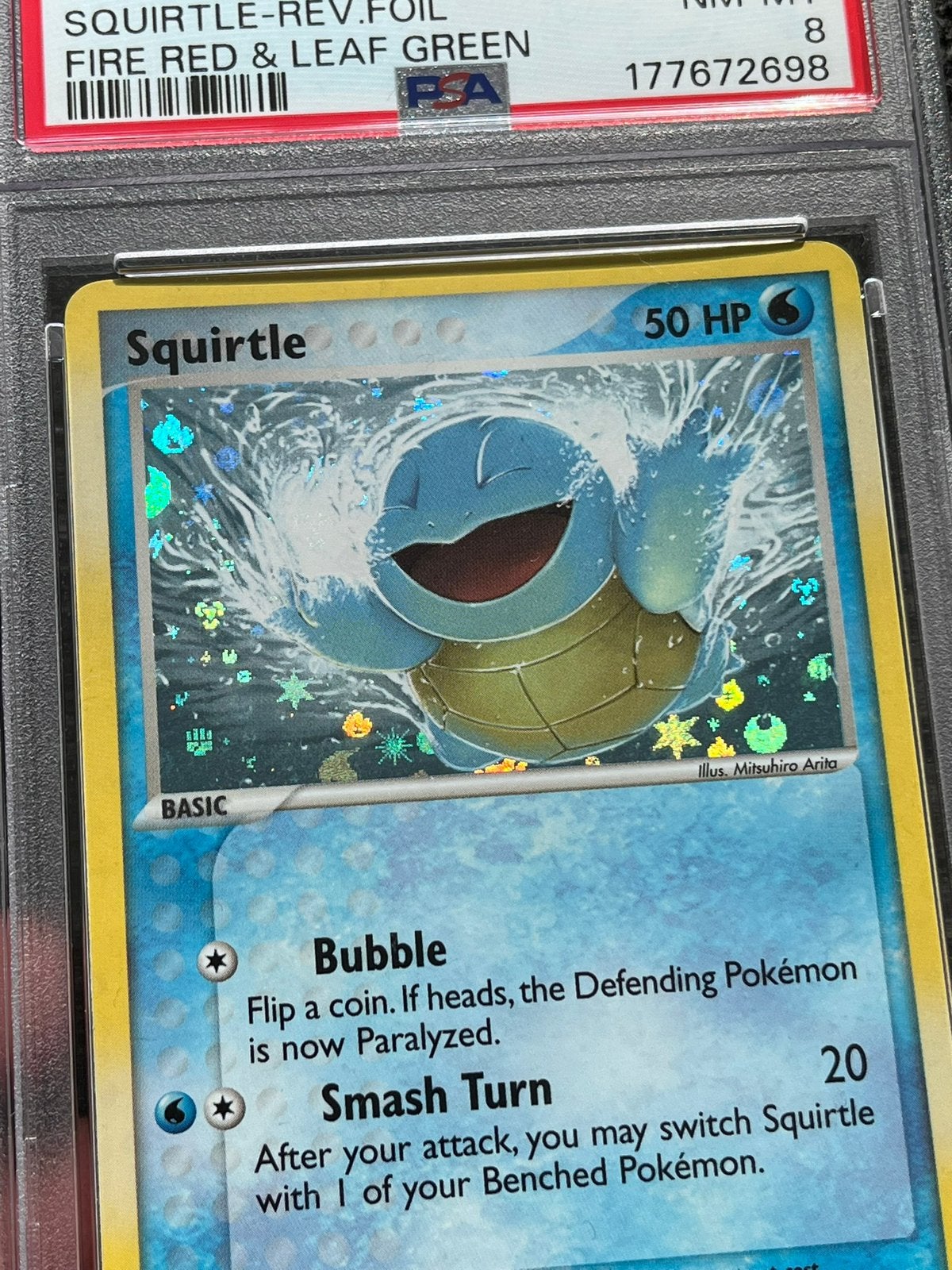 Pokémon PSA 8 Squirtle Rev. Holo #83 Fire red & Leaf green, Ophalen of Verzenden, Zo goed als nieuw, Losse kaart, Foil