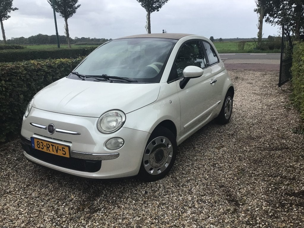 Fiat 500C 1.2 AUT 2011 PARELMOER, Auto's, 4 cilinders, Leder en Stof, Wit, Origineel Nederlands