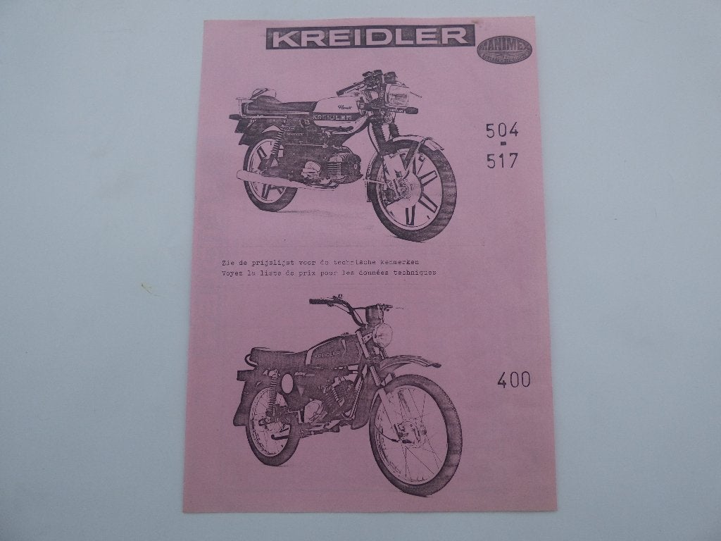 KREIDLER INFO FLYER MF2, MP, LF, RM(C), MUSTANG, RS, Fietsen en Brommers, Ophalen of Verzenden, Gebruikt