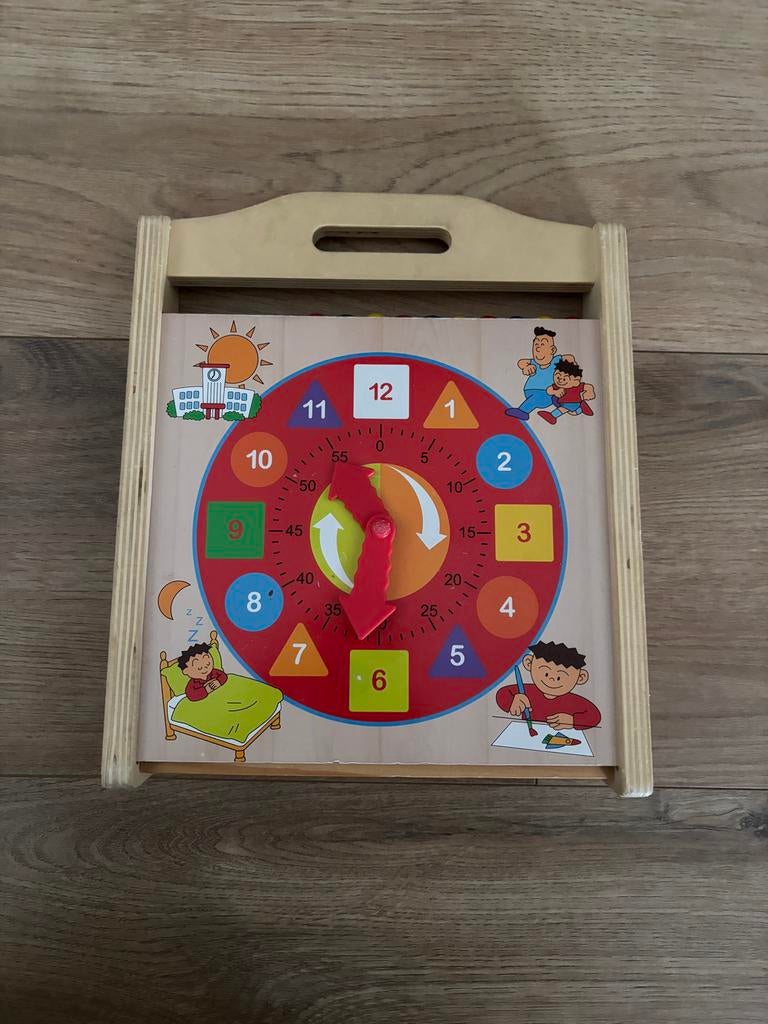 Houten leerbord: letters, cijfers en klok, Ophalen of Verzenden, Gebruikt, Taal en Lezen