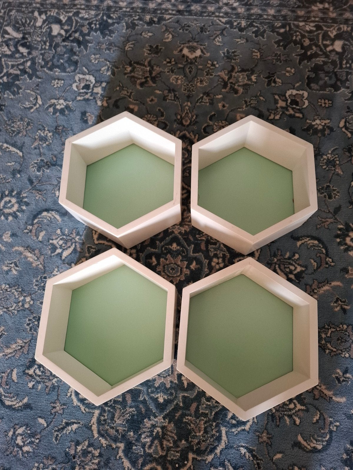 hexagon wandplank wit 4 stuks, Ophalen, Gebruikt
