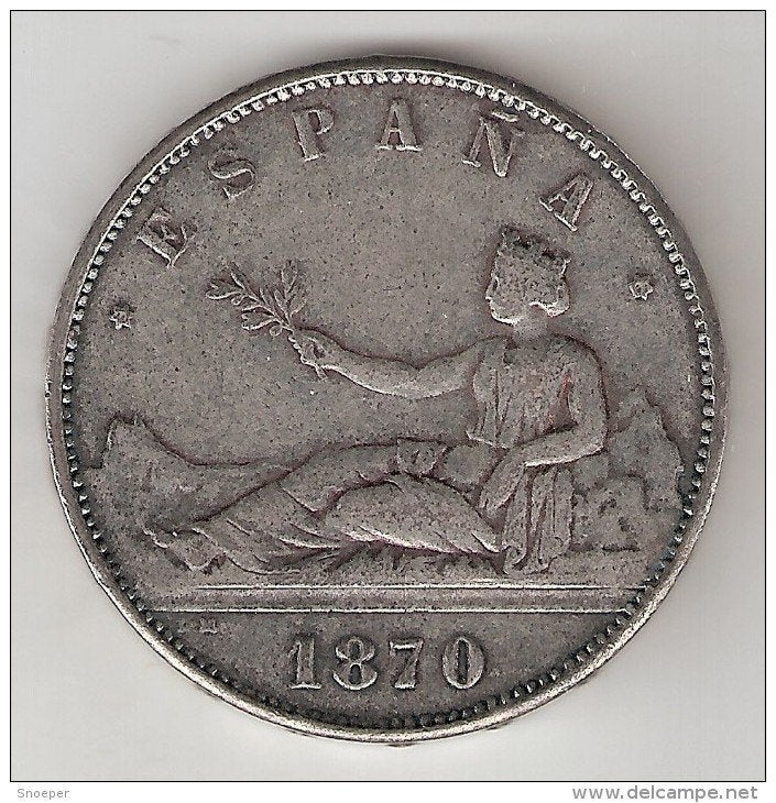 spain 5 pesetas 1870 km 655 copy!!, Postzegels en Munten, Ophalen of Verzenden, Overige landen, Losse munt